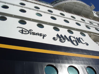 Disney Magic wording on the side of the ship